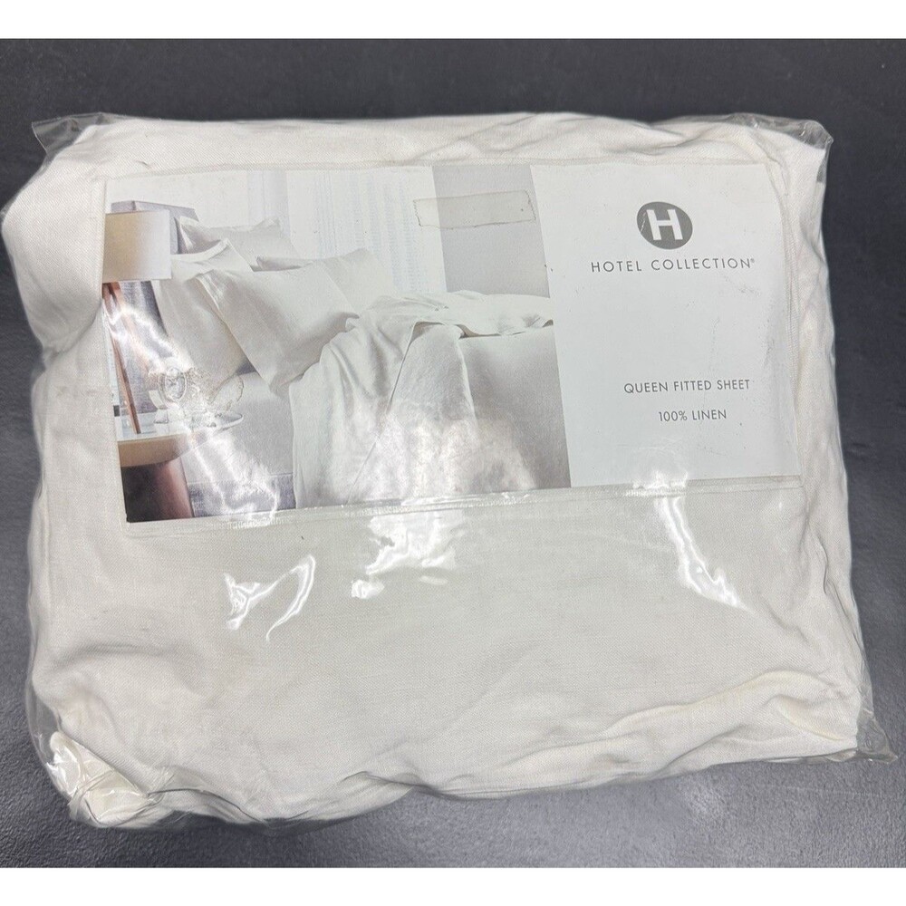 Hotel Collection 100% Linen White Queen Fitted Sheet